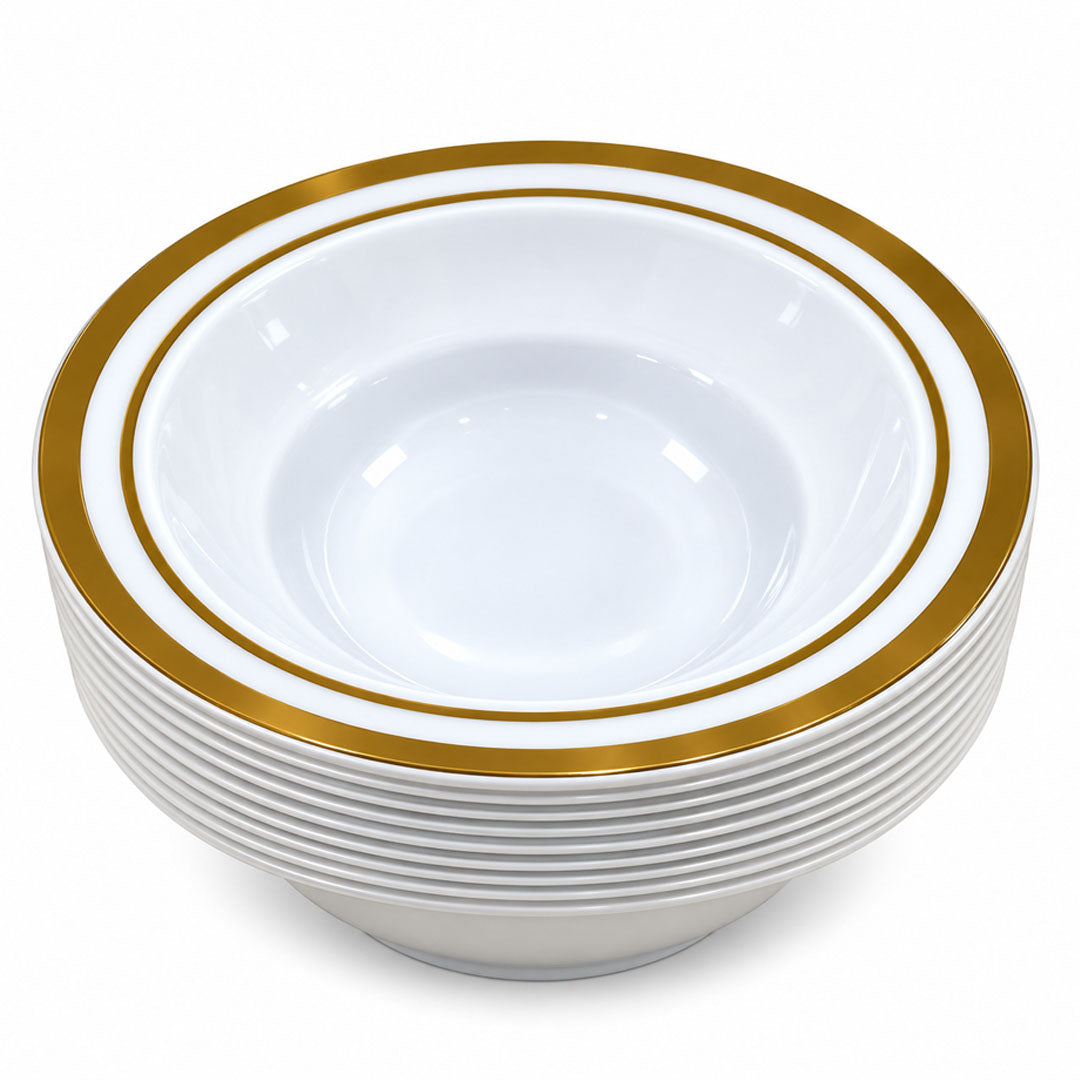 DISP. BOWL W/GOLD RIM 7.5" 12PCS