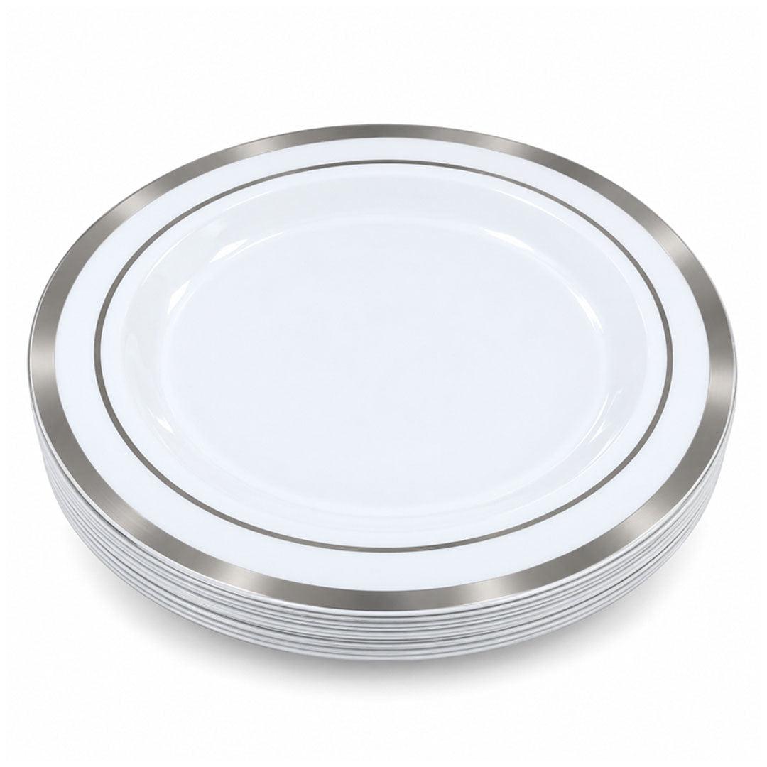 DISP. PLATE W/SILVER RIM 10" 12PCS