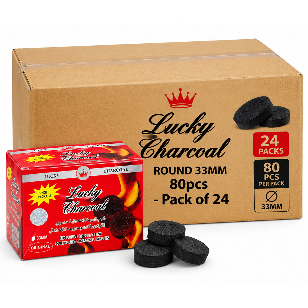 Lucky Charcoal Round 33mm 80Pcs Pack of 24