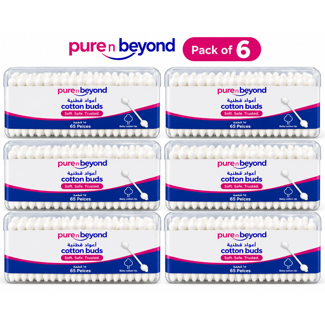 Pure n Beyond Baby Cotton Buds 65pcs B-Pack of 6