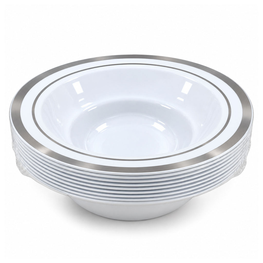 DISP. BOWL W/SILVER RIM 7.5" 12PCS
