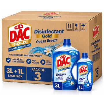 DAC Disinfectant Gold Ocean Breeze 3L+1L | Pack of 3