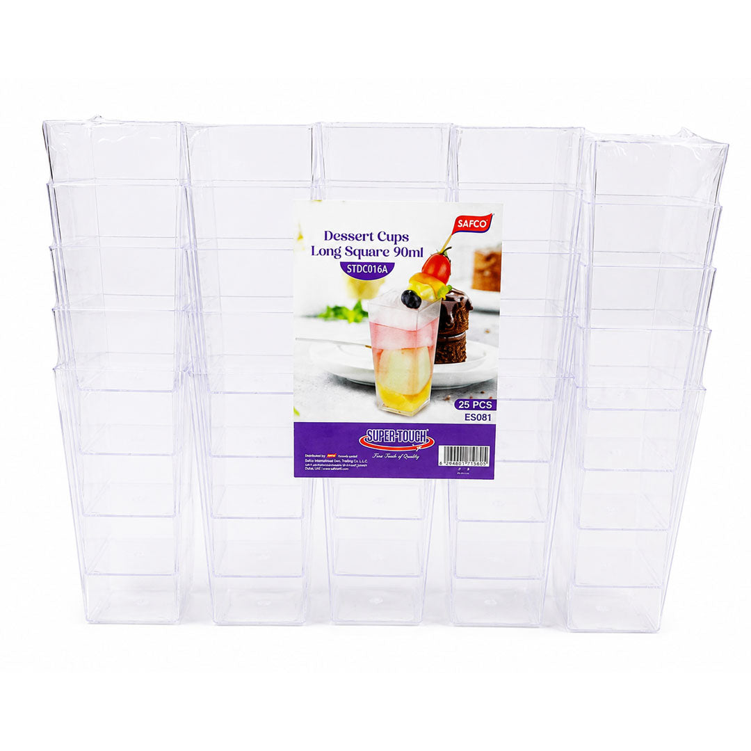 ST-DESSERT CUPS LONG SQURE 90ML [ES081] 25PCS