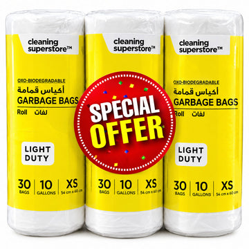 HD Garbage White Rolls XS | 54X60CM | 30 bags | 10 Gallons | 3 rolls