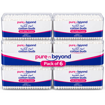 Pure n Beyond Cotton Buds 200pcs-Pack of 6