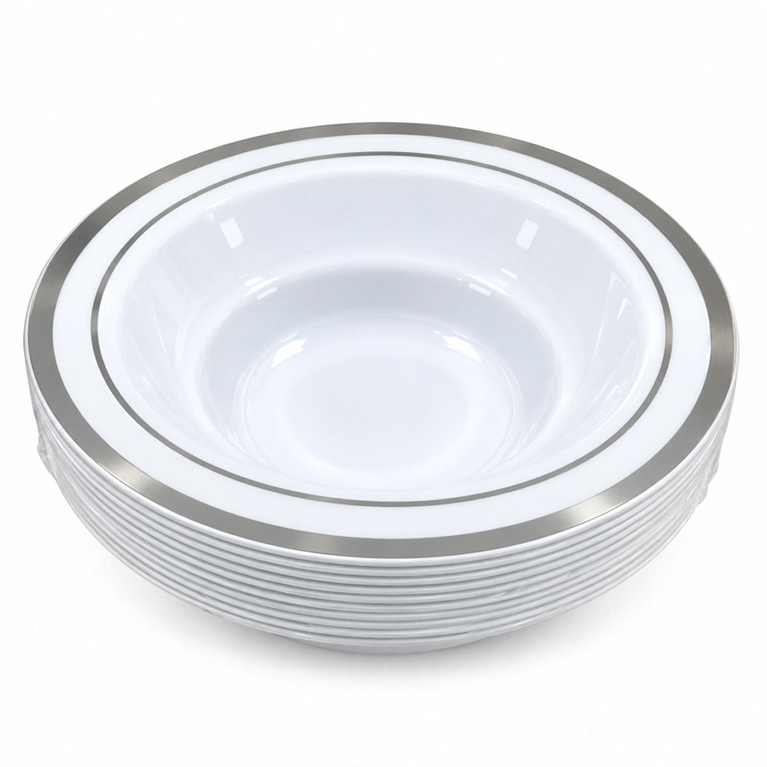 DISP. BOWL W/SILVER RIM 7.5" 12PCS