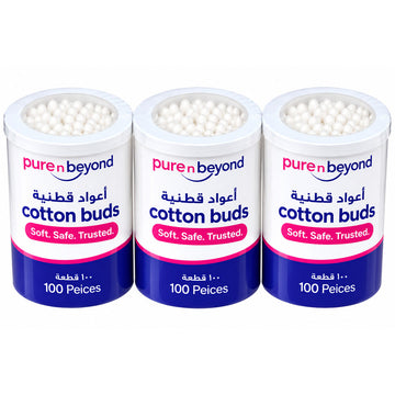 Pure n Beyond Cotton Buds 100pcs R-Pack of 3