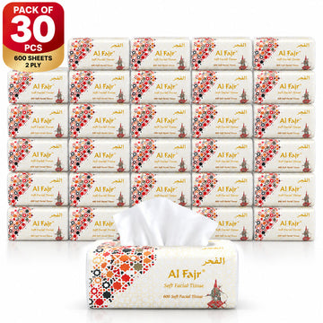 الفجر مناديل وجه نايلون عبوة 600 منديل | حزمة من 30
