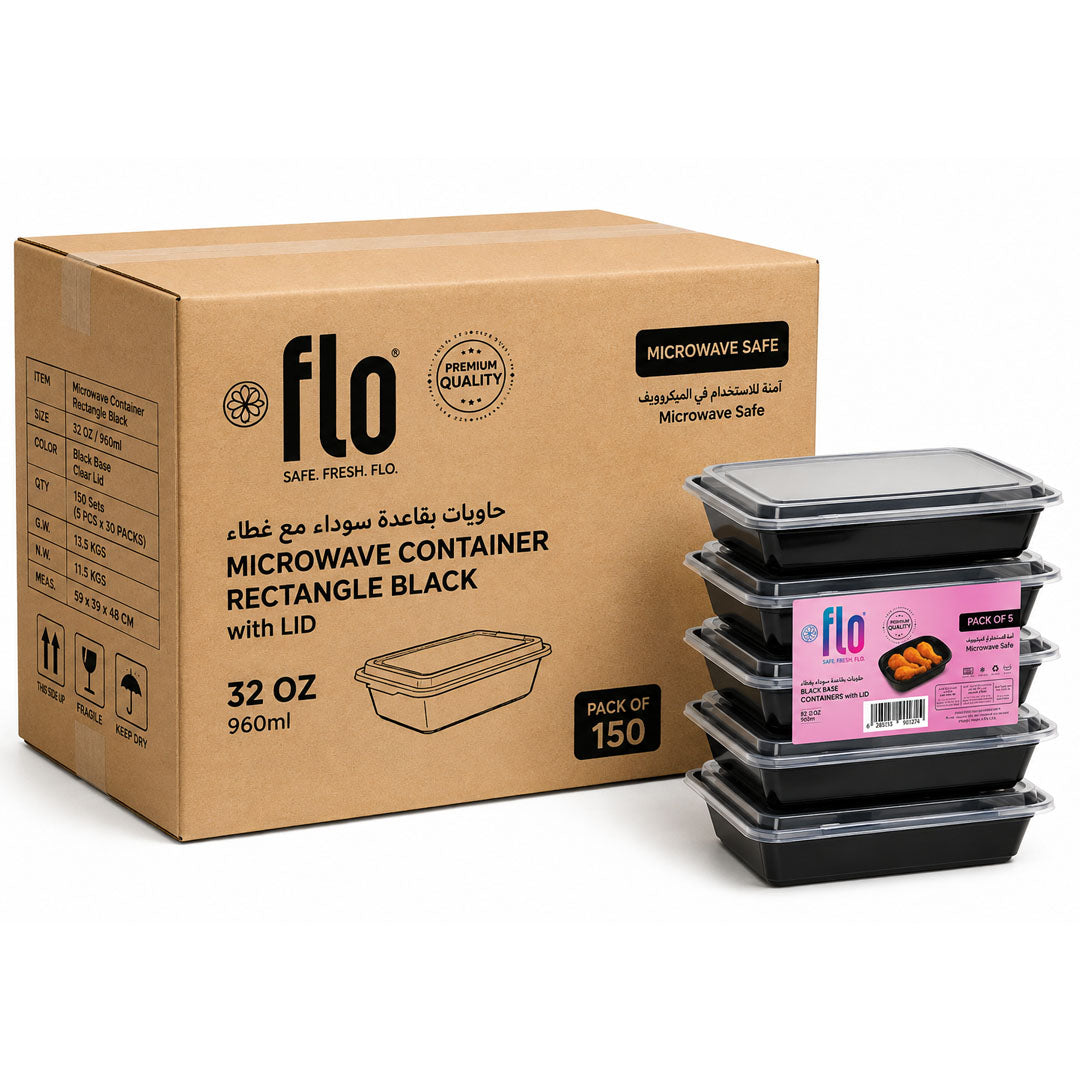 Micro. Cont. Rec. Black 32oz | Pack of 150