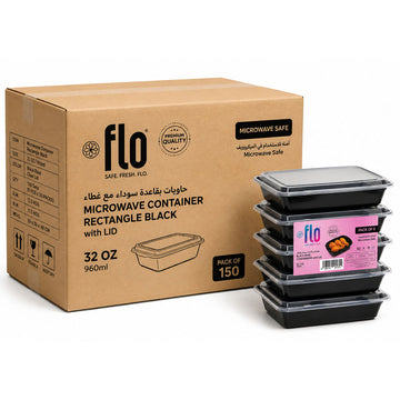 Micro. Cont. Rec. Black 32oz | Pack of 150