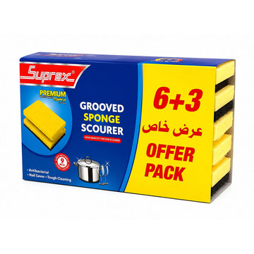 GROOVED SPONGE SCOURER 6+3