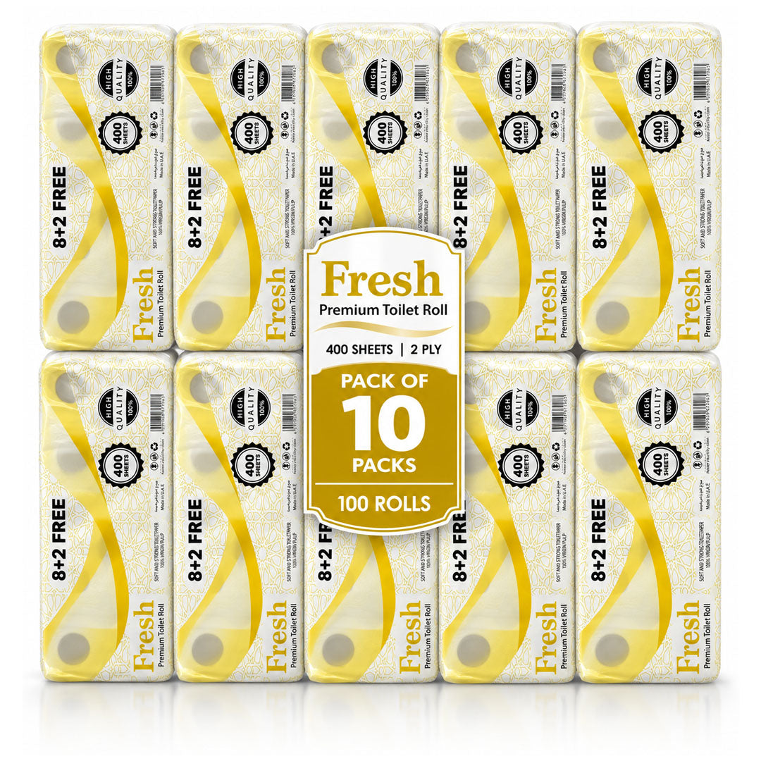 Fresh Premium Toilet Roll 400 Sheets  |  Pack of 100