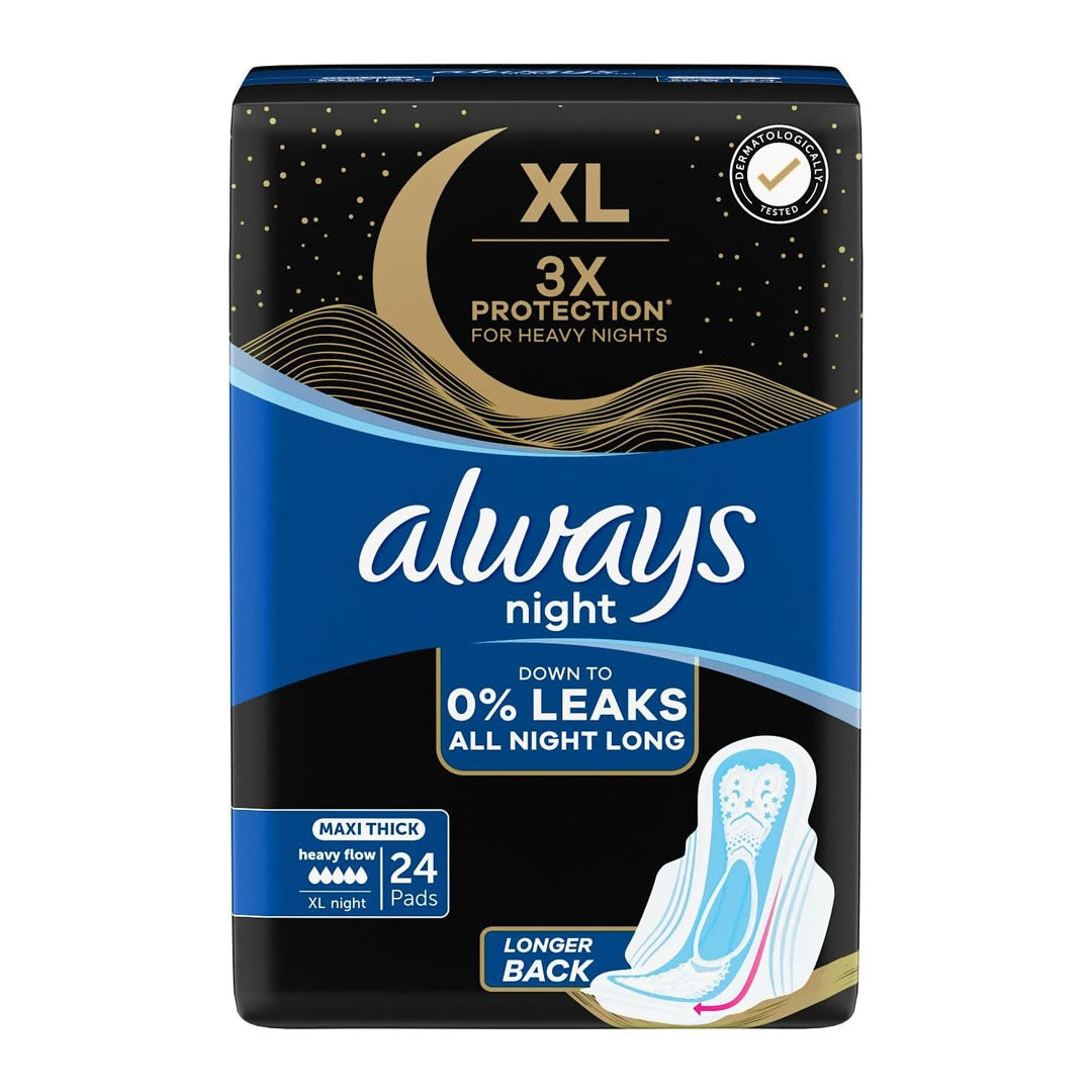 Always Maxi Thick Night XL 24 Pads with wings