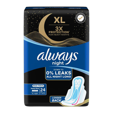 Always Maxi Thick Night XL 24 Pads with wings