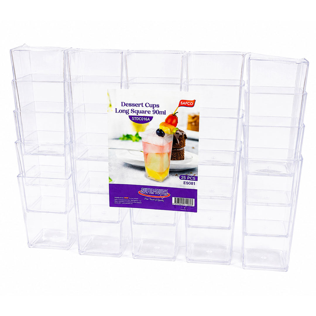 ST-DESSERT CUPS LONG SQURE 90ML [ES081] 25PCS