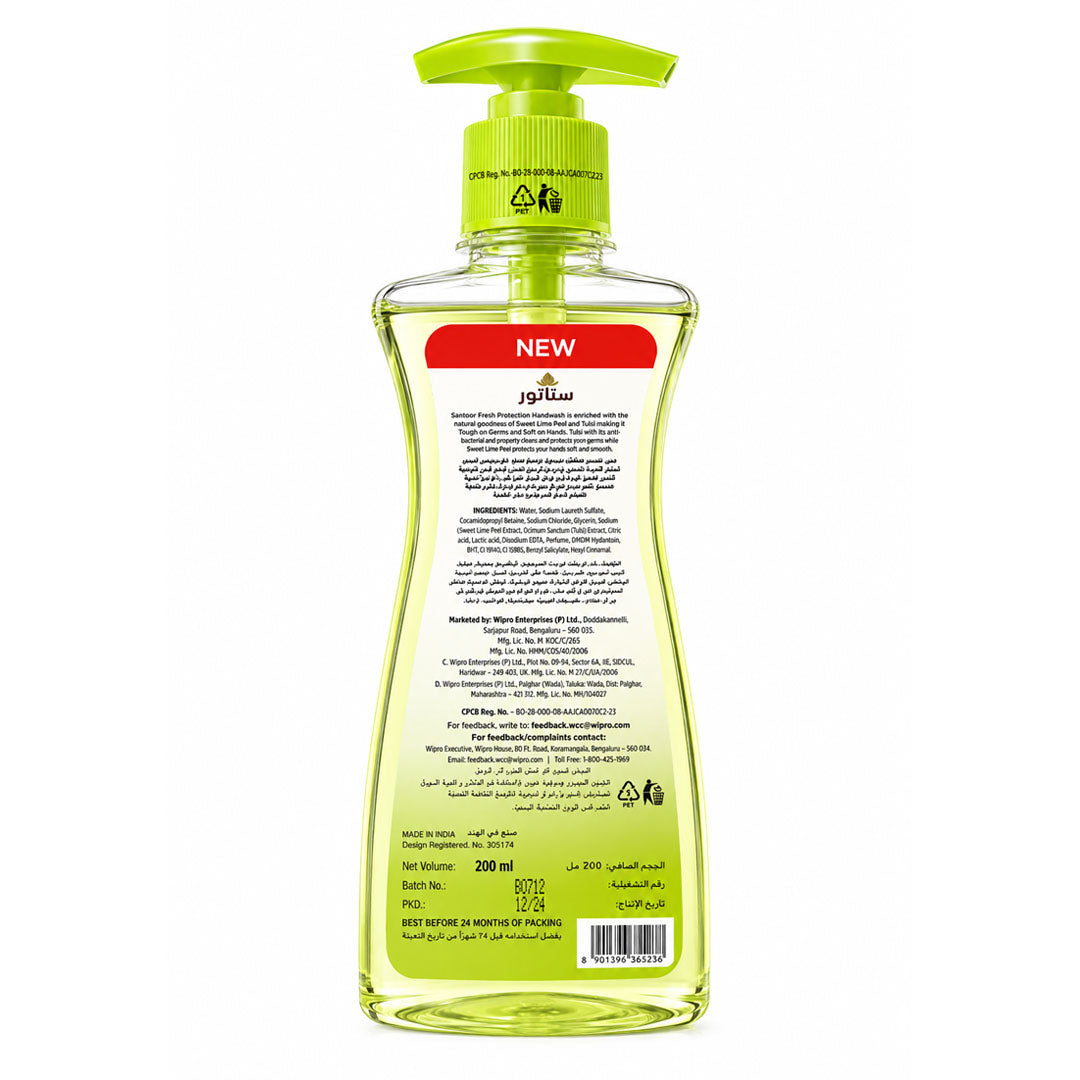 Santoor Fresh Protection Hand Wash Lime & Tulsi 200ML