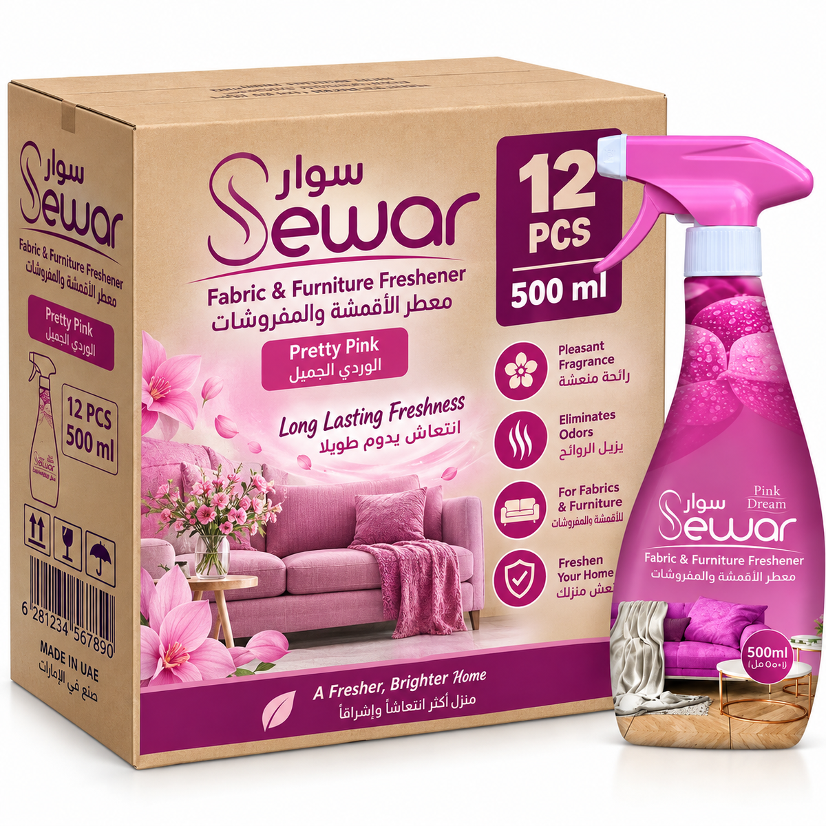 Sewar Fabric & Furniture Freshener 500ml Pretty Pink Pack of 12
