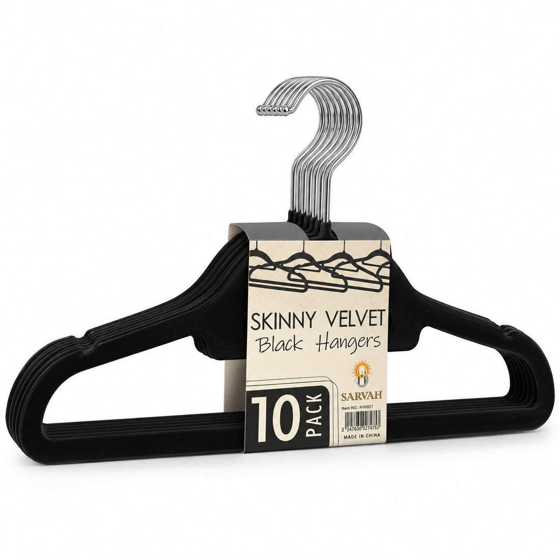BLACK VELVET HANGER 41CM 10PCS