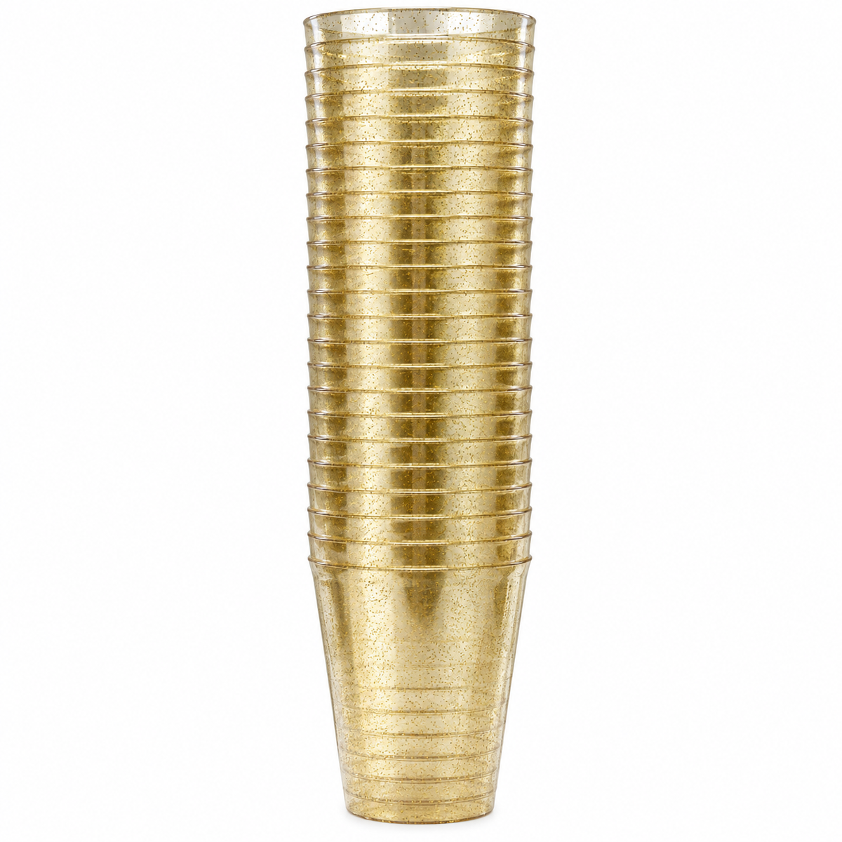 PLSTC. CUPS 10 OZ GOLD GLITTER 25PCS