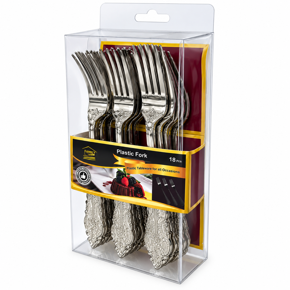 PLASTIC FORK SILVER 18Pcs