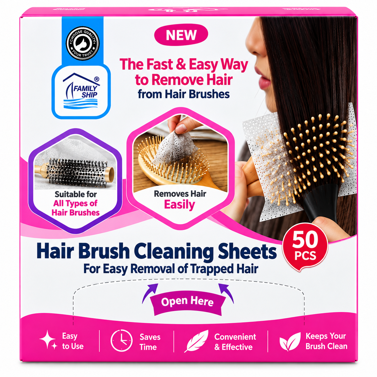 Hair brush cleaning towel 50Pcs
