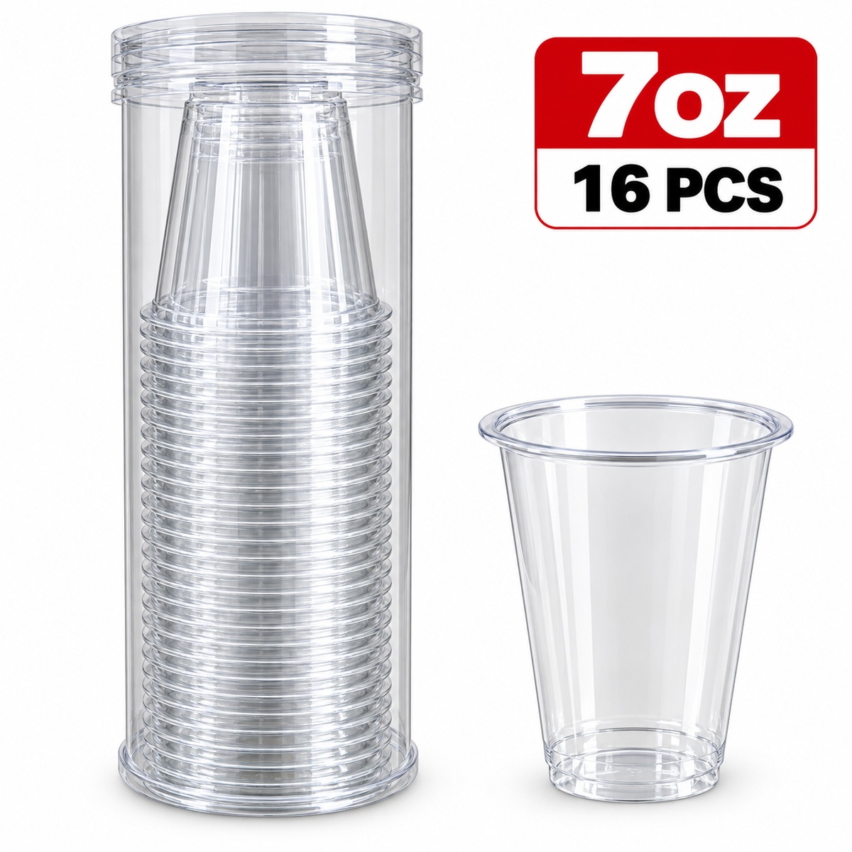 Clear Plastic Cup 7oz - 16Pcs