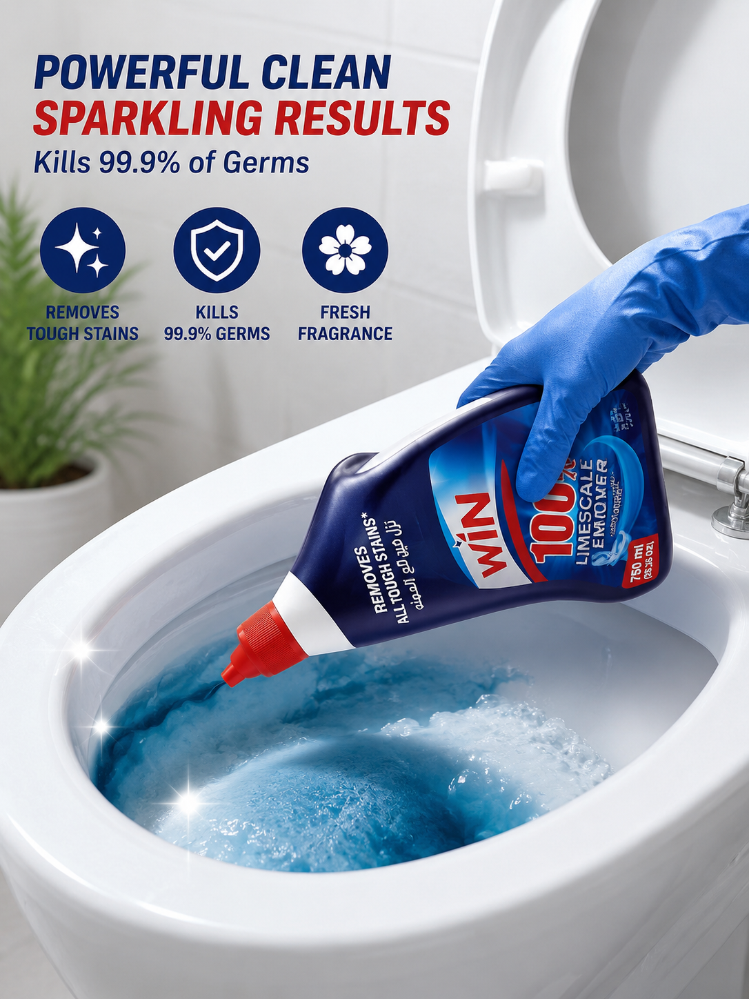 Win Limescale Remover Toilet Cleaner, Original, 750ml Pack of 6