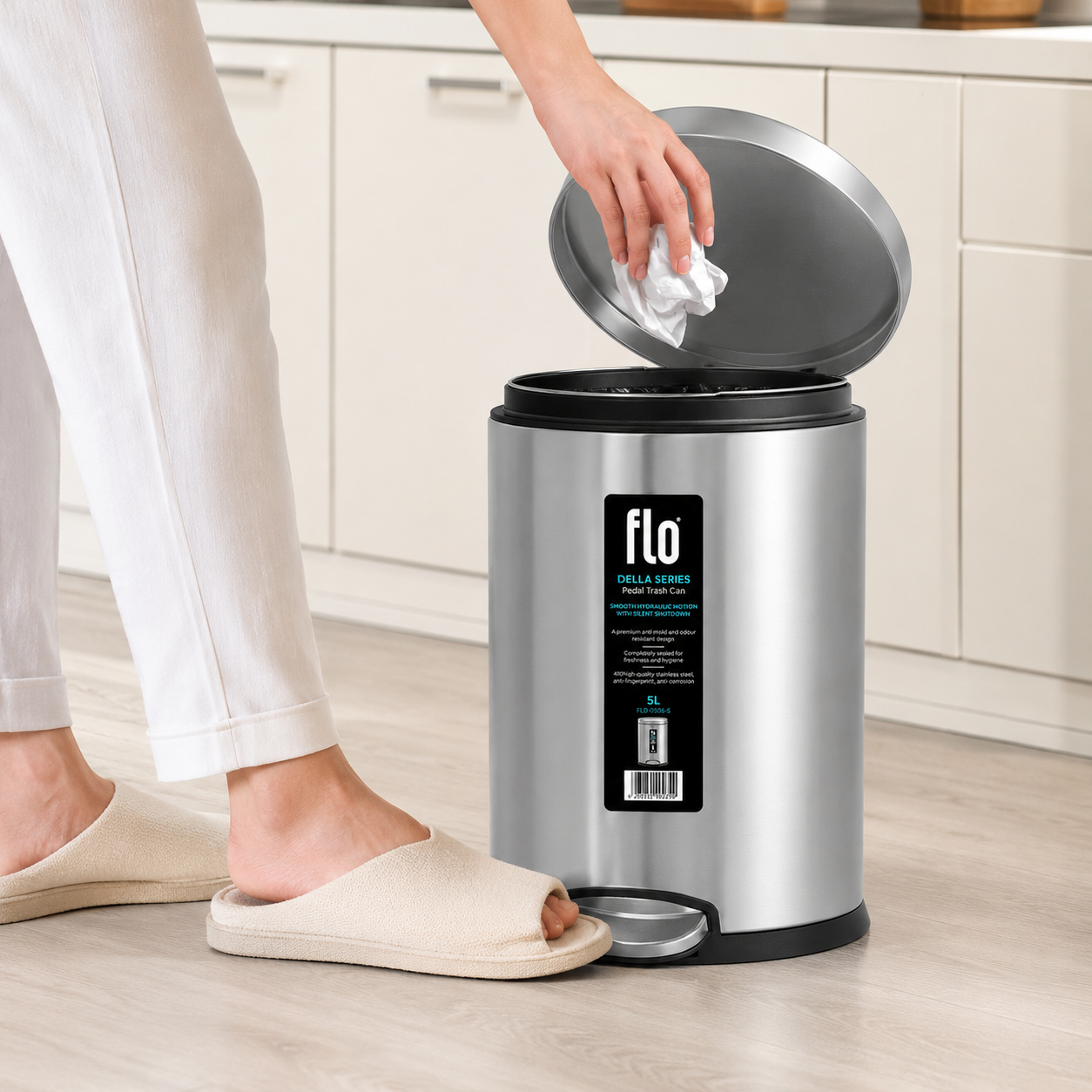 FLO S.S DUSTBIN - DELLA MATT STEEL 5L