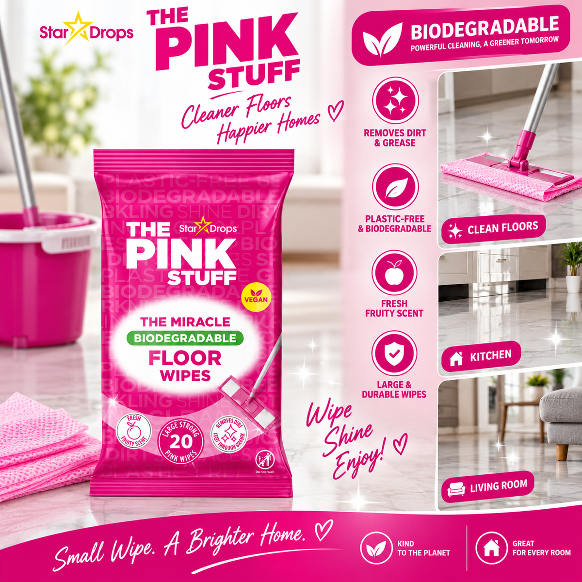 The Pink Stuff Floor Wipes 20 wipes