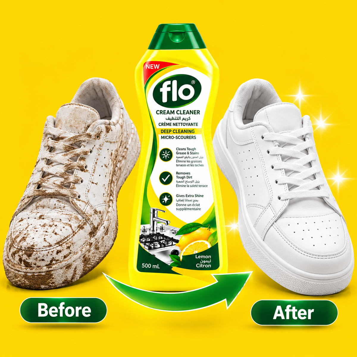 FLO Cream Cleaner Lemon 500ml Pack of 16