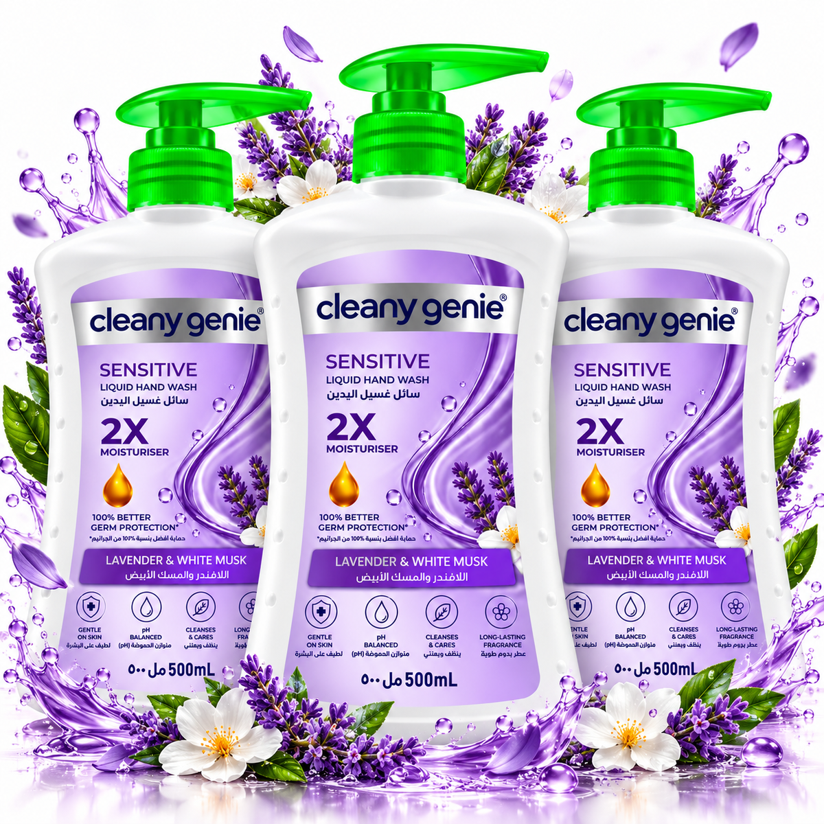 Cleany Genie Liquid Hand wash 500ml Sensitive Lavender & White Musk