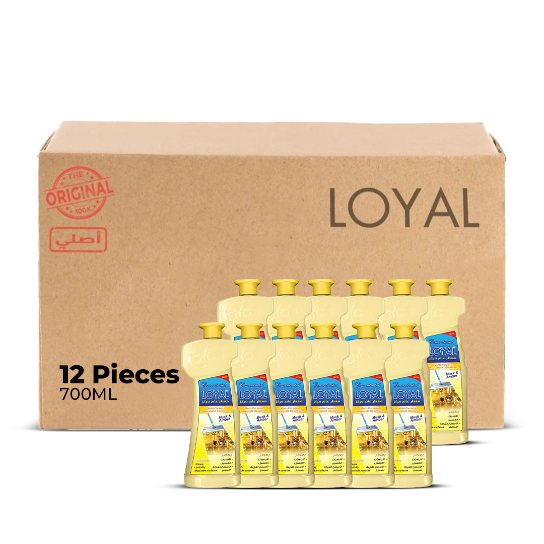 معطر جو منزلي متعدد الاستخدامات من لويال، ٧٠٠ مل، برائحة المسك والعنبر | عبوة من ١٢ قطعة