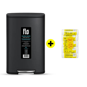 FLO DUSTBIN - MARINA BLACK 9L + FREE HD Garbage White Roll XXS | 45X52CM | 5 Rolls