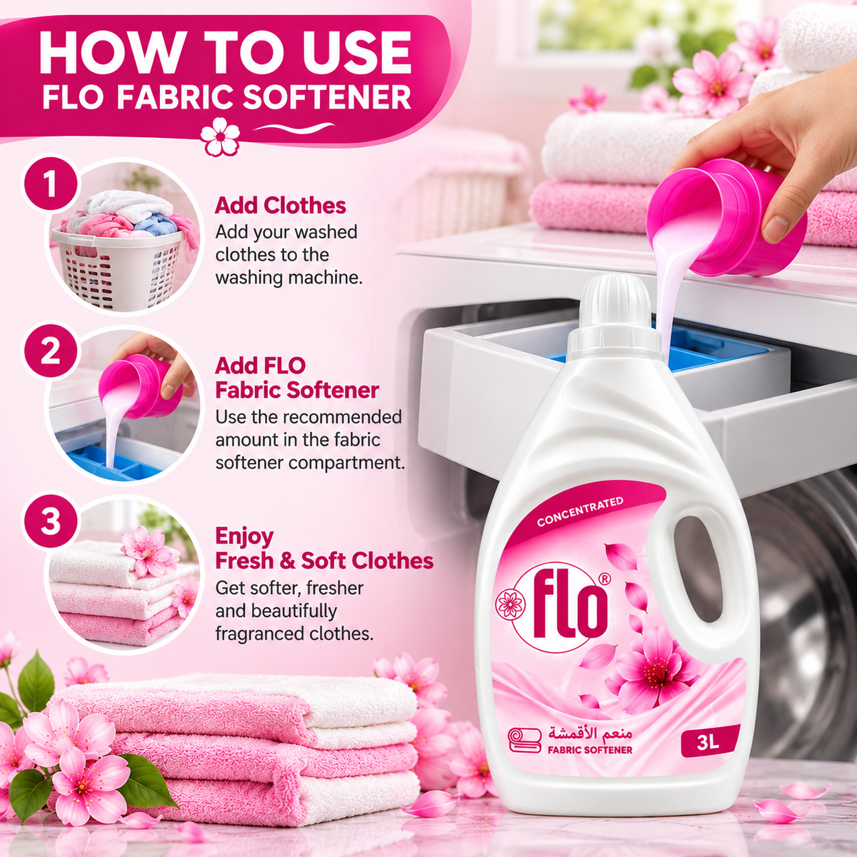 FLO Concentrated Fabric Softener White 3L Twin Pack