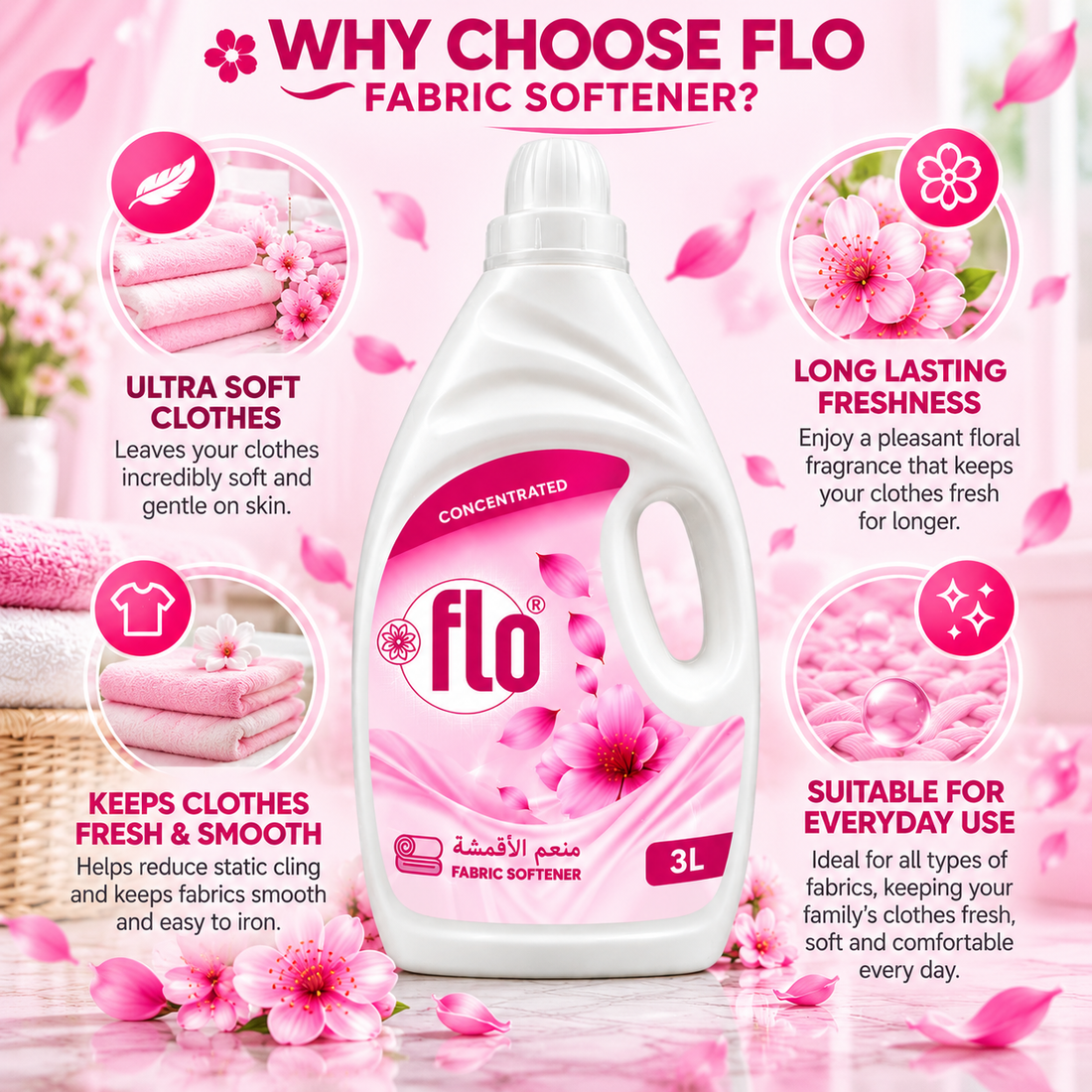 FLO Concentrated Fabric Softener White 3L Twin Pack