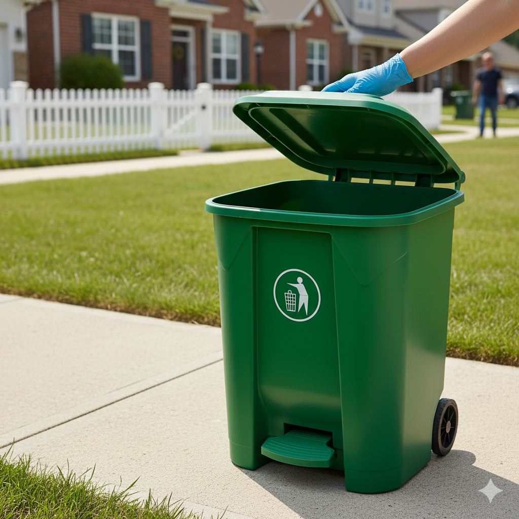 80L Plastic Dustbin with Pedal GREEN