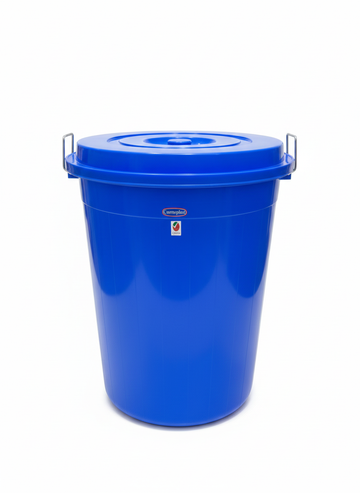 طبلة بلاستيكية مستديرة مع غطاء 100 لتر