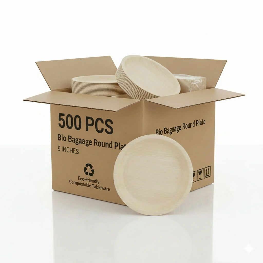 Bio Bagasse Round Plate 9" | Pack of 500