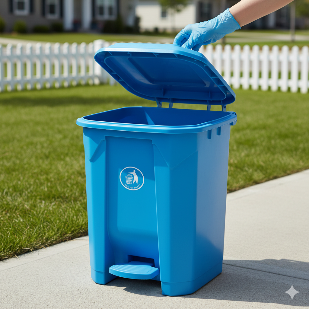 80L Plastic Dustbin with Pedal BLUE