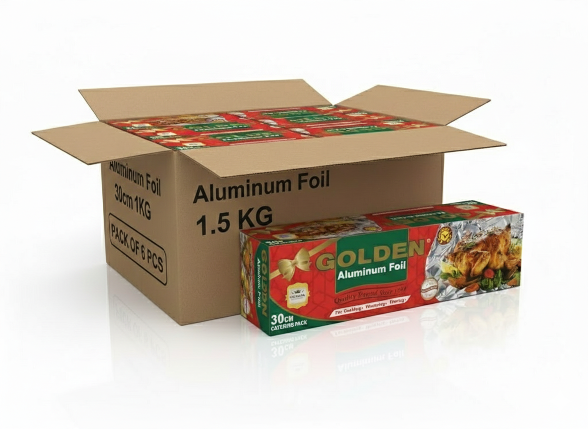 Golden Aluminum Foil 18 MIC 30CM | 1.5KG-Pack of 6