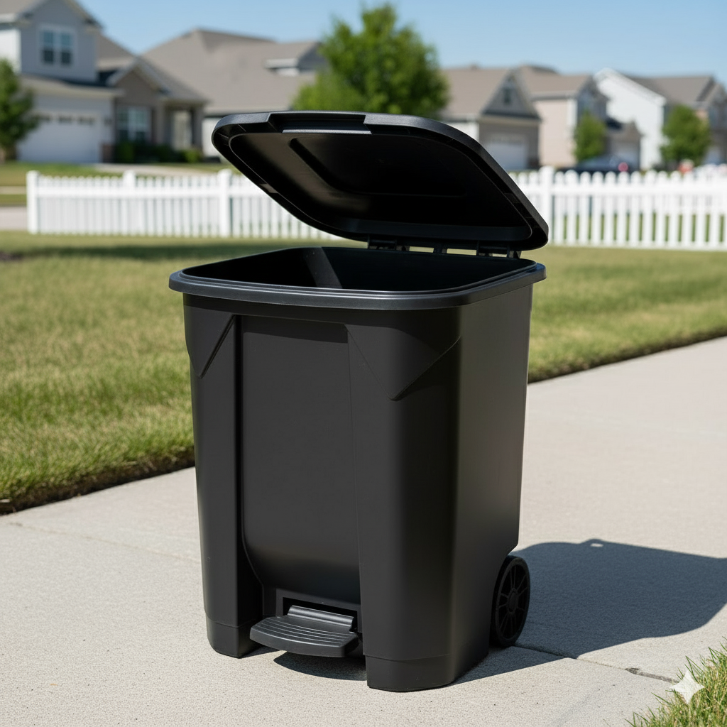 80L Plastic Dustbin with Pedal BLACK