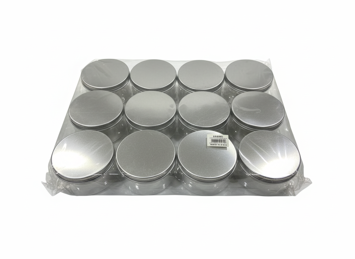 Plastic Jars with Aluminum Lids 200ML 12pcs