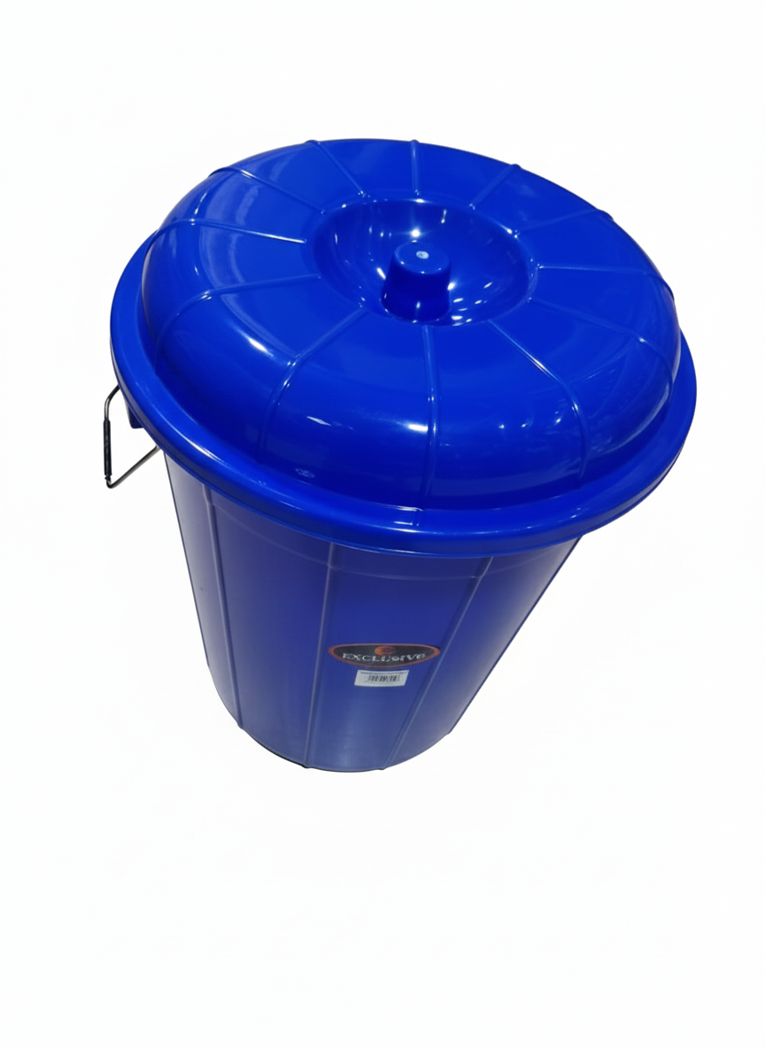 برميل بلاستيكي دائري فاخر مع غطاء، سعة 32 لترًا