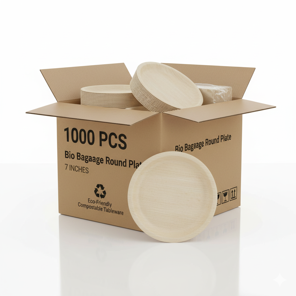 Bio Bagasse Round Plate 7" | 1000 PCS