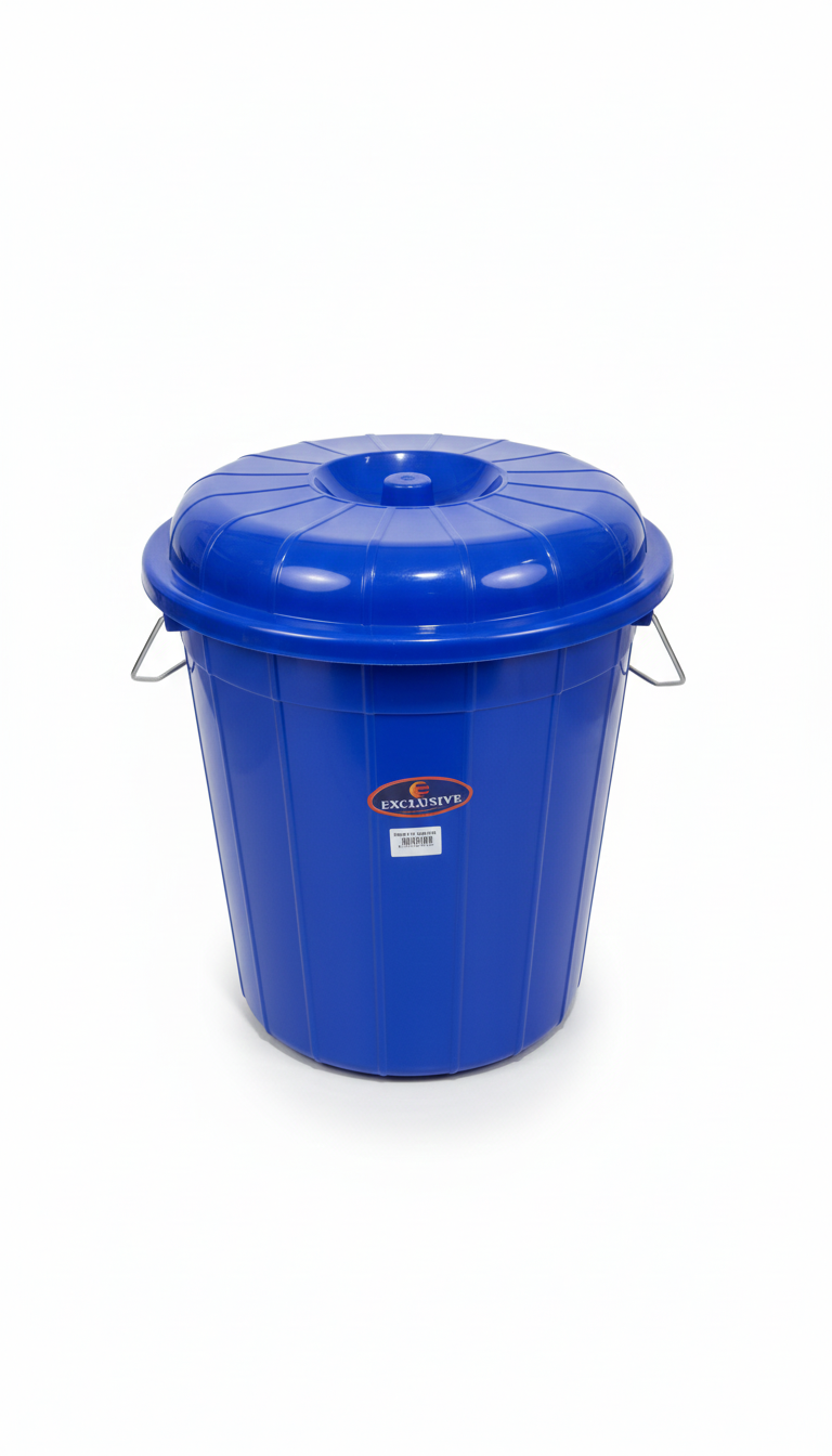 برميل بلاستيكي دائري حصري مع غطاء سعة 40 لترًا