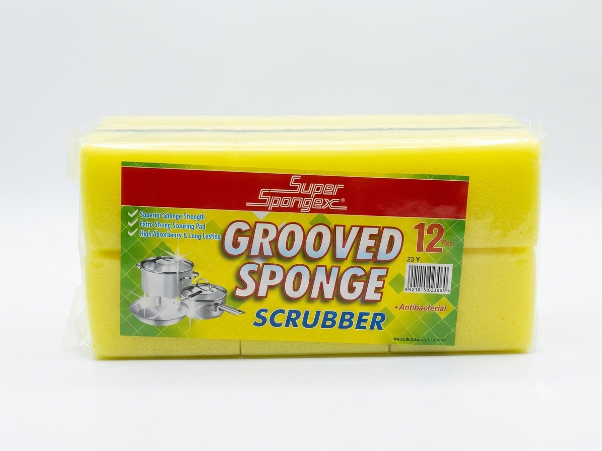 Yellow Grooved Sponge Scourer 1X12