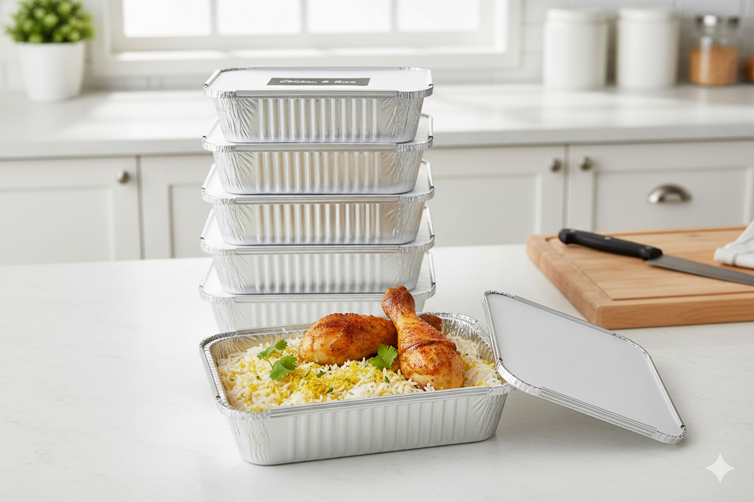 83190 Aluminum Container with Lids 1900 CC-Pack of 5