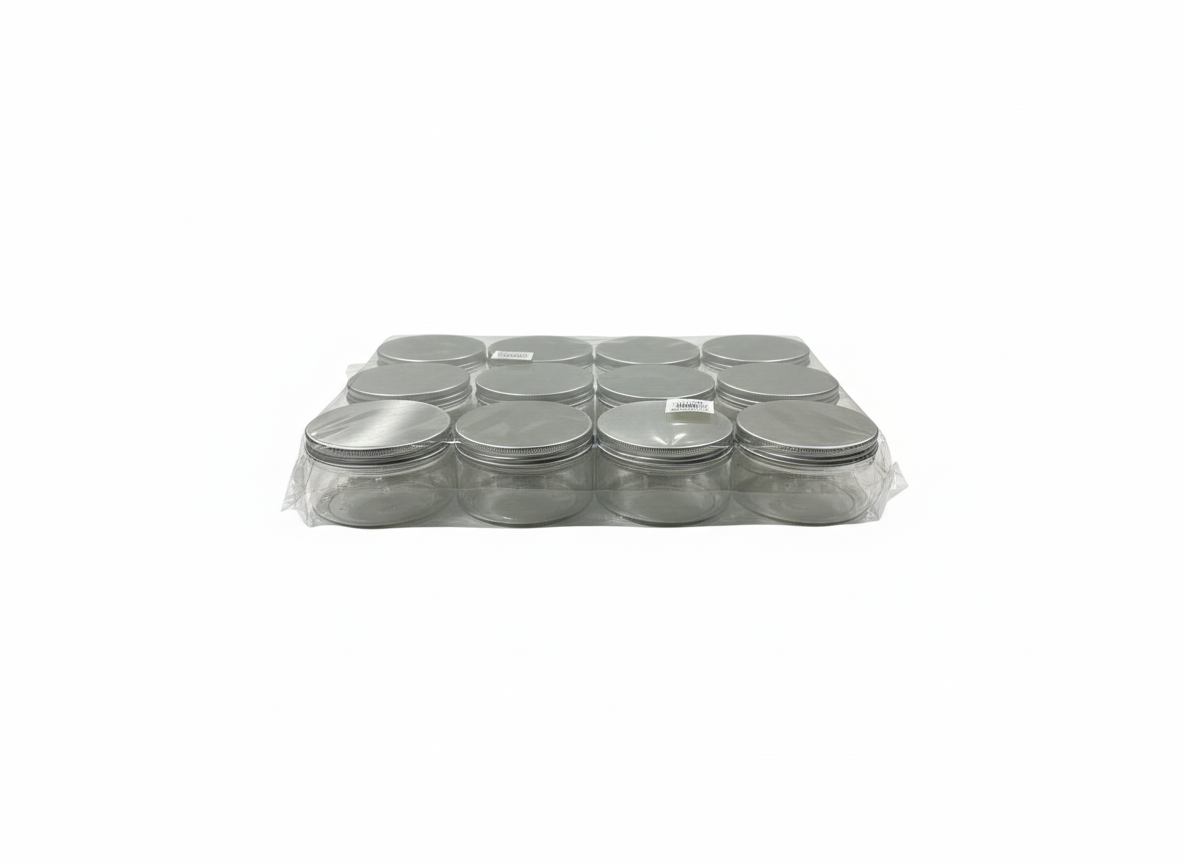 Plastic Jars with Aluminum Lids 200ML 12pcs