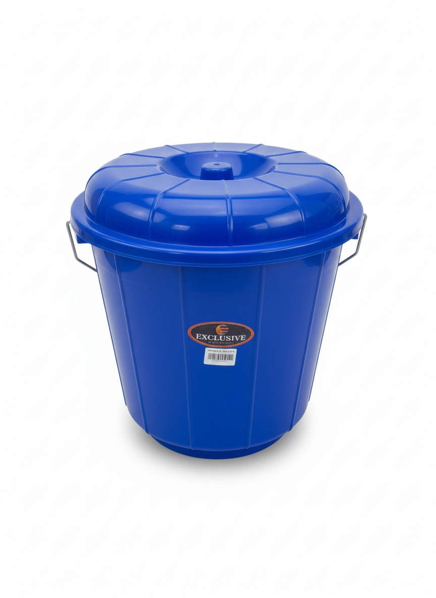 برميل بلاستيكي دائري حصري مع غطاء سعة 25 لترًا