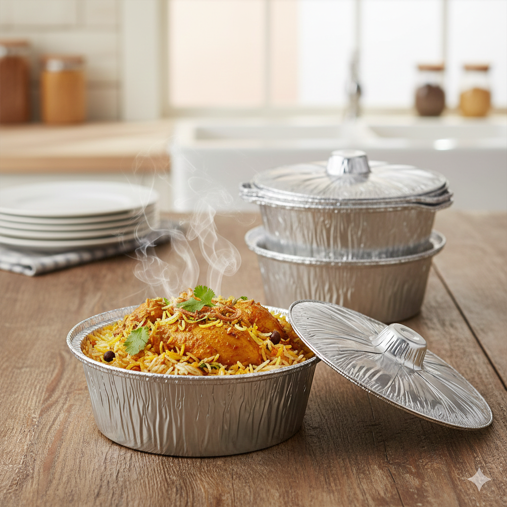 Aluminum Foil Pot 292 with Lid 29CM   |   Pack of 5